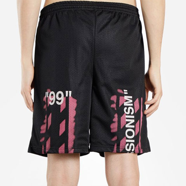 Purchase OFF-WHITE SS19 Diag Stencil Mesh Shorts Hitam "99" Hitam/Pink Lelaki OMCI005R191010151028