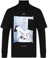OFF-WHITE SS19 Double-Layer Graphic Zip Collar Long Sleeve Tee Men OMAB027R191850081088 OFF-WHITE SS19 Double-Layer Graphic Zip Collar Long Sleeve Tee Men OMAB027R191850081088