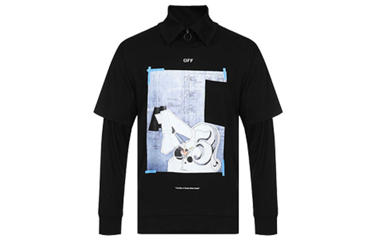Order OFF-WHITE 男款双层图案拉链领长袖T恤 SS19系列 OMAB027R191850081088