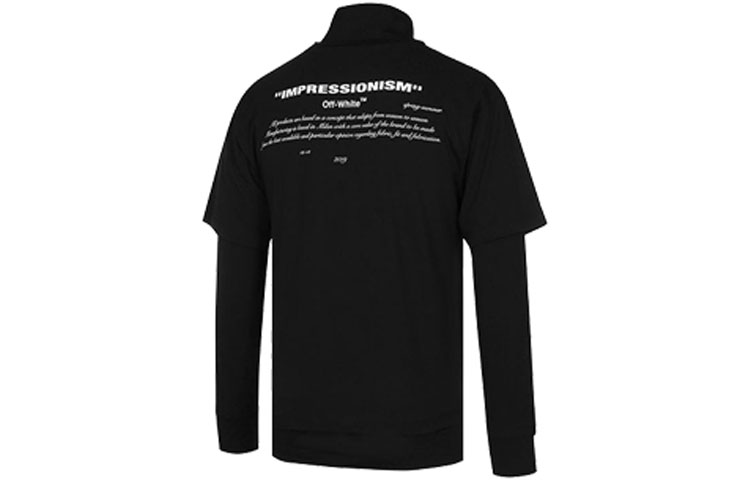 Shop OFF-WHITE 男款双层图案拉链领长袖T恤 SS19系列 OMAB027R191850081088