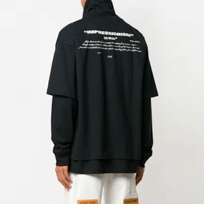 OFF-WHITE 男款双层图案拉链领长袖T恤 SS19系列 OMAB027R191850081088 Details for OFF-WHITE 男款双层图案拉链领长袖T恤 SS19系列 OMAB027R191850081088