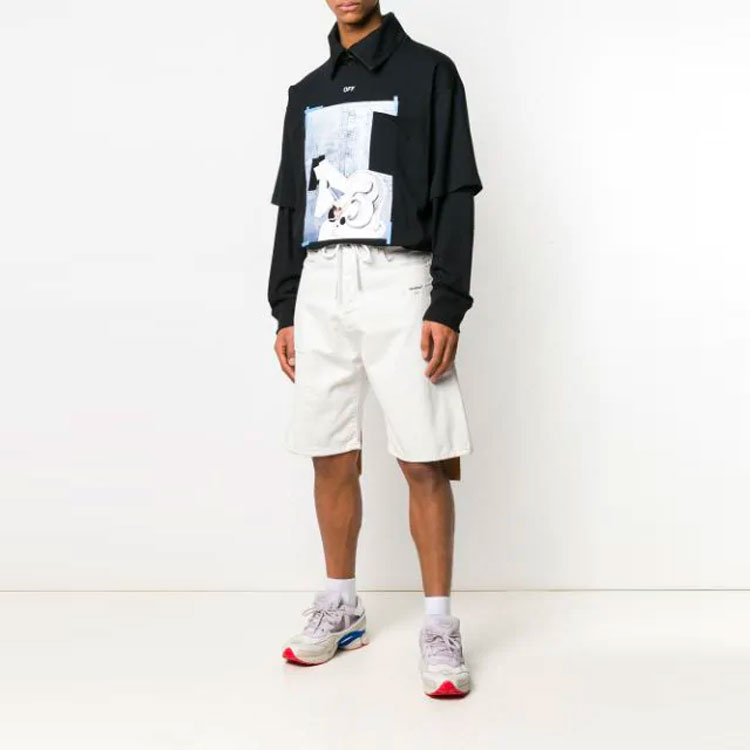 Sizing OFF-WHITE 男款双层图案拉链领长袖T恤 SS19系列 OMAB027R191850081088