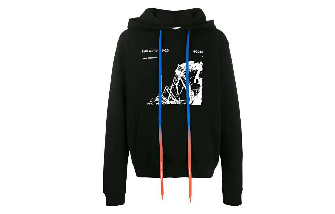 Off-White SS19 Graphic Print Long Sleeve Pullover Sweatshirt Black Mens OMBB034F19E300131001
