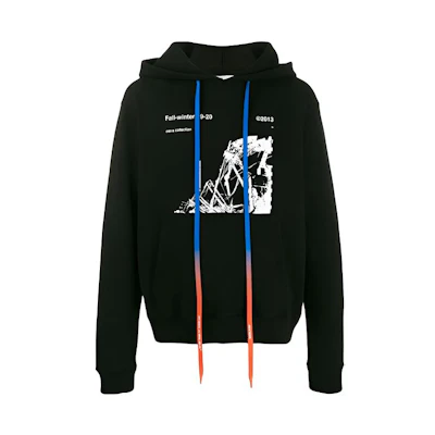 Off-White SS19 Graphic Print Long Sleeve Pullover Sweatshirt Black Mens OMBB034F19E300131001