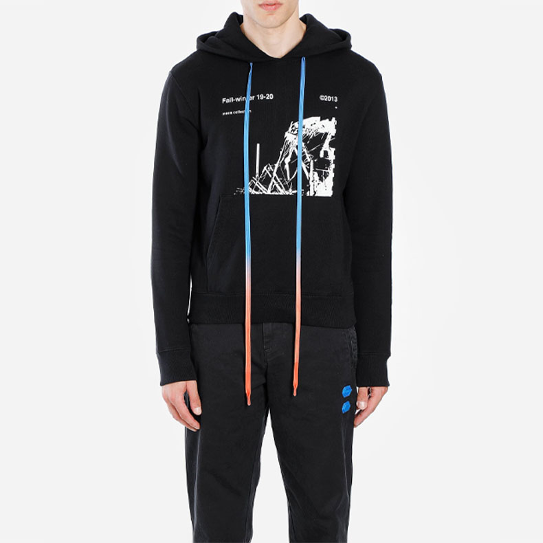 Lookbook Off-White SS19 Baju Sweatshirt Lengan Panjang Grafik Hitam Lelaki OMBB034F19E300131001