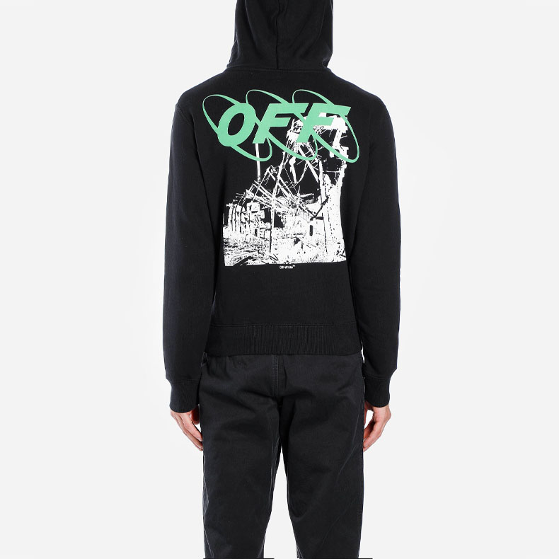 Shop Off-White SS19 Baju Sweatshirt Lengan Panjang Grafik Hitam Lelaki OMBB034F19E300131001