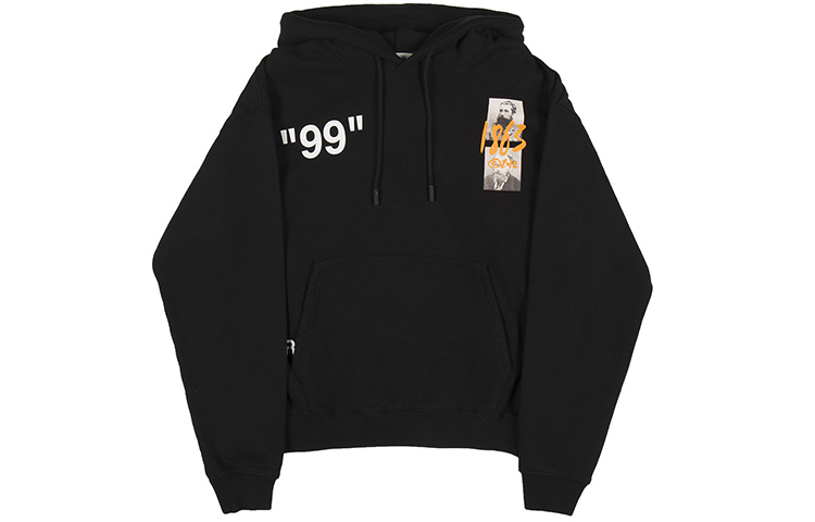 Lookbook オフホワイト SS19 グラフィックプリント プルオーバーフーディー メンズ ブラック OMBB037R19B970091088