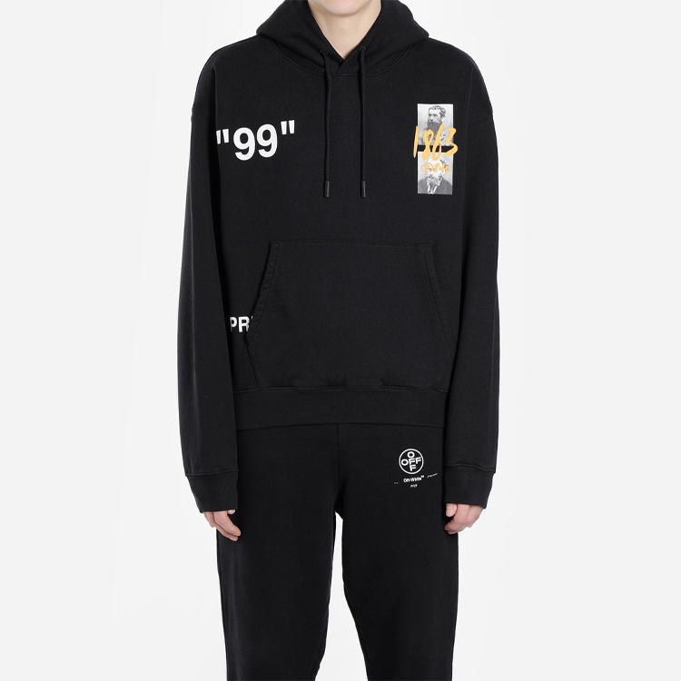 Shop オフホワイト SS19 グラフィックプリント プルオーバーフーディー メンズ ブラック OMBB037R19B970091088