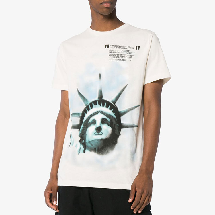 OFF-WHITE SS19 Liberty Print White Cotton Crewneck Tee OMAA027E181850150210 圖 5