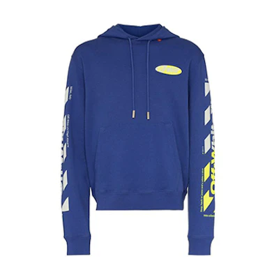 OFF-WHITE SS19 Mixed Print Loose Hoodie Blue Men OMBB034S190030063060