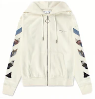 Off-White SS19 Oil Painting Arrows Classic Zip Hoodie White Hoodie OMBE001G20FLE0010110 Off-White SS19 Oil Painting Arrows Classic Zip Hoodie White Hoodie OMBE001G20FLE0010110