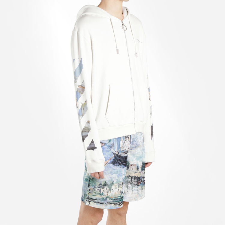 Purchase Off-White SS19 油畫箭標經典連帽外套 白色連帽上衣 OMBE001G20FLE0010110