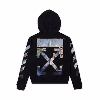 OFF-WHITE SS19 Oil Painting Arrows Zip-Up Hoodie Unisex Black OMBE001R190030121088
