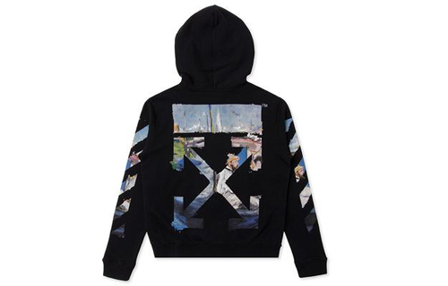 Order OFF-WHITE SS19 Jaket Hoodie Lukisan Minyak Unisex Hitam OMBE001R190030121088