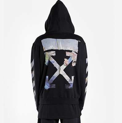 OFF-WHITE SS19 Jaket Hoodie Lukisan Minyak Unisex Hitam OMBE001R190030121088 Sizing OFF-WHITE SS19 Jaket Hoodie Lukisan Minyak Unisex Hitam OMBE001R190030121088
