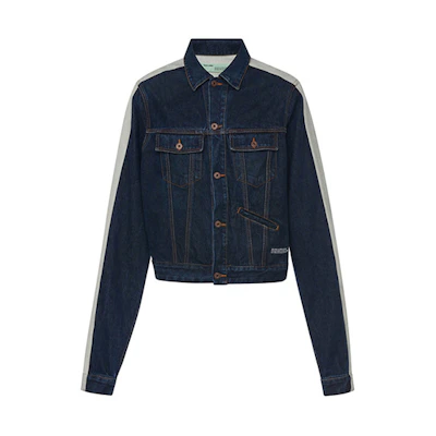 OFF-WHITE SS19 Patchwork Sleeve Denim Jacket Blue OMYE026S19C300018500