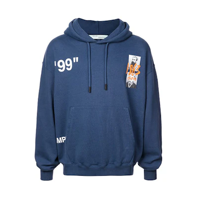 OFF-WHITE SS19 Patterned Blue Pullover Hoodie for Men OMBB037R19B970093088