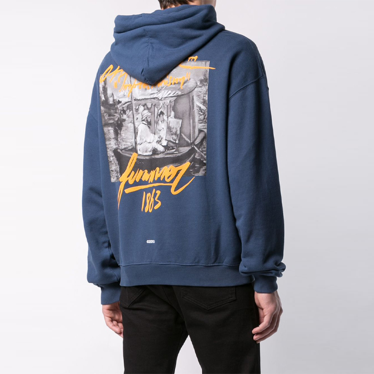Shop Sudadera con Capucha Azul Estampada OFF-WHITE SS19 para Hombre. OMBB037R19B970093088