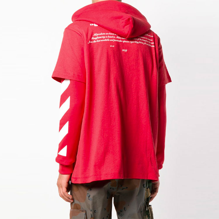 OFF-WHITE SS19 Portrait Double-Layer Hoodie Sweatshirt Men Red OMBB042F181920112030 圖 4