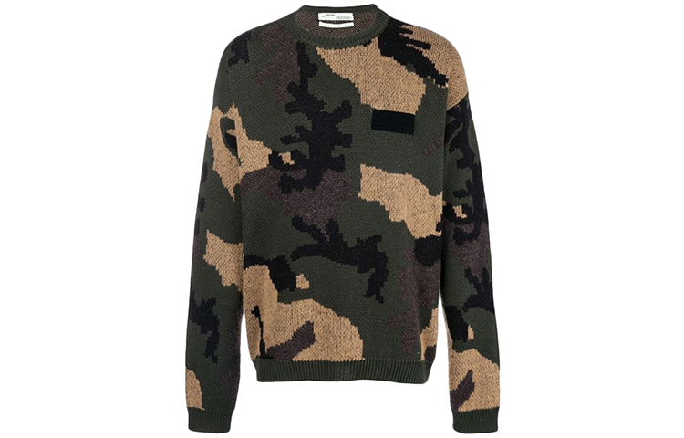 OFF-WHITE SS19 Pullover Sweater Green Camo OMHA056E18A350019900