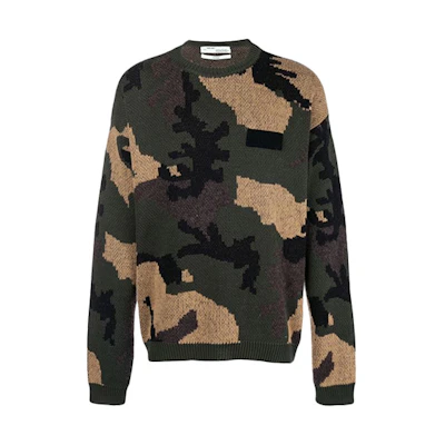 OFF-WHITE SS19 Pullover Sweater Green Camo OMHA056E18A350019900