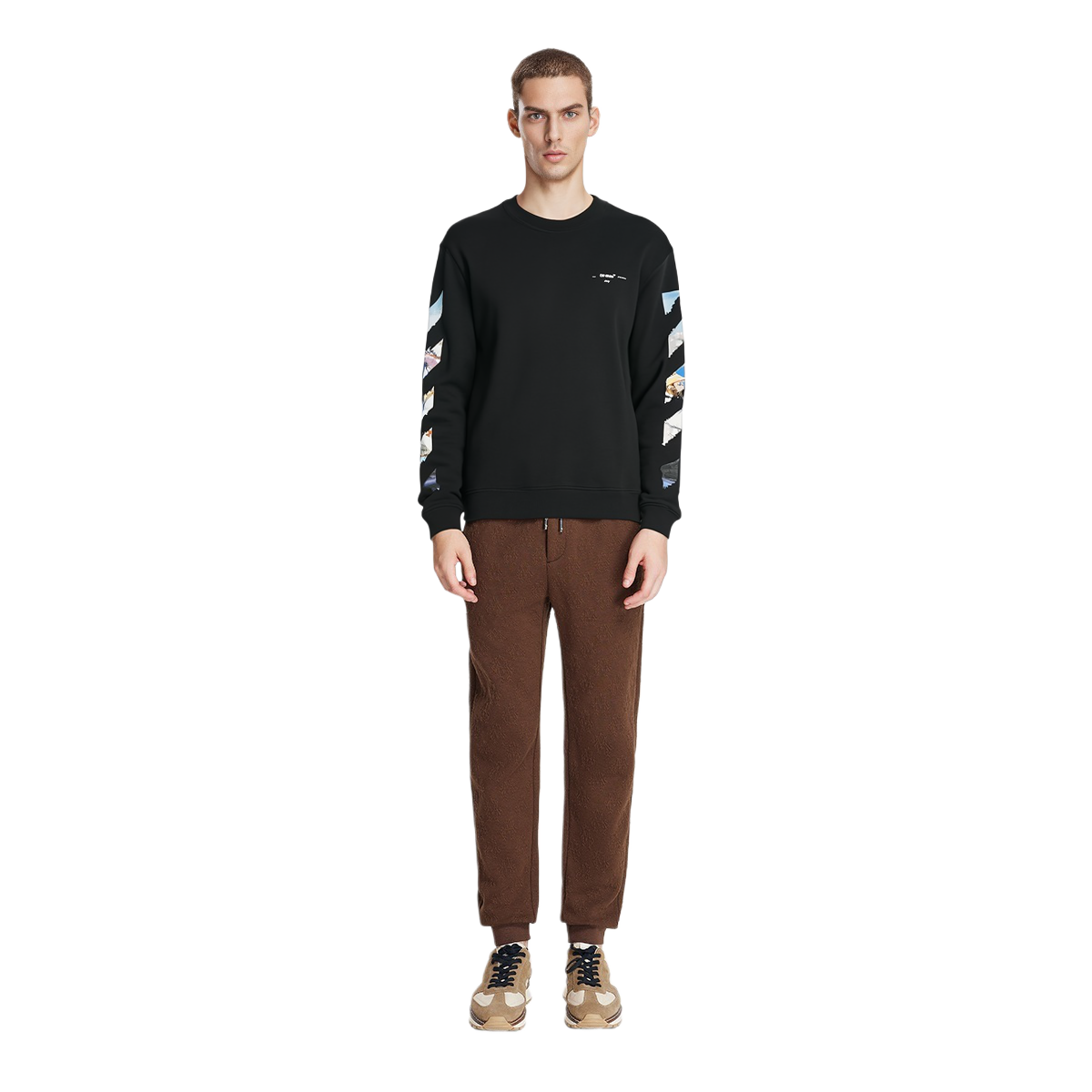 Off-White SS19 Side Stripe Crewneck Sweatshirt Black Regular Fit Mens OMBA025R190030121088 圖 3
