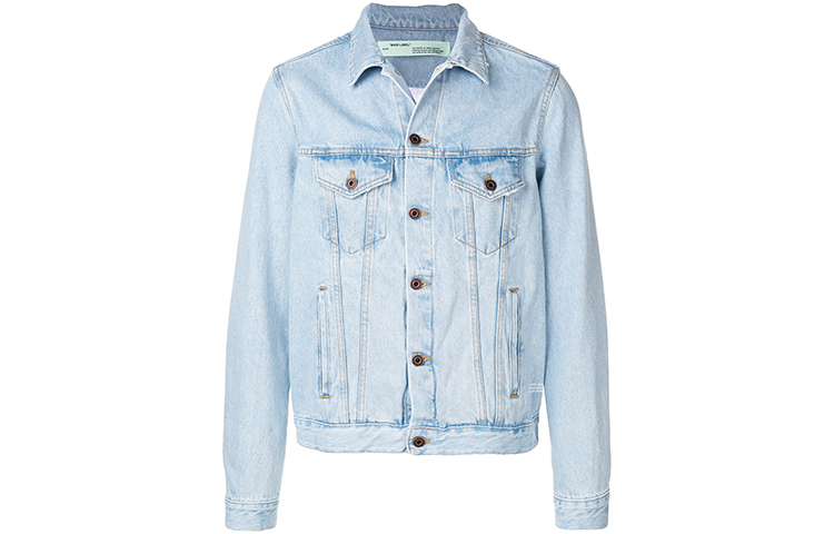 Order OFF-WHITE SS19 Signature Logo Denim Jacket Blue OMYE019S193860167188