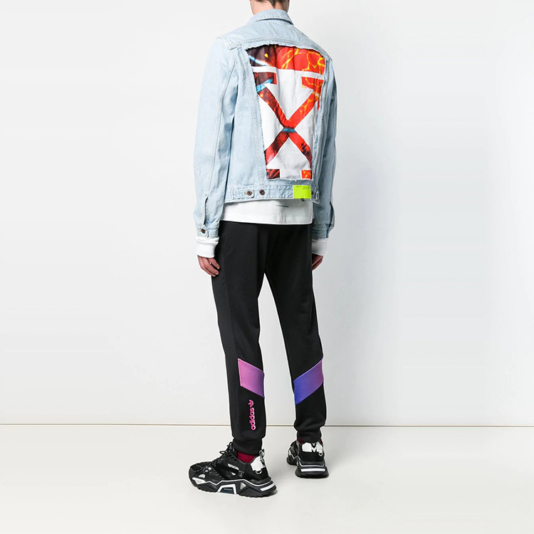 Shop OFF-WHITE SS19 Signature Logo Denim Jacket Blue OMYE019S193860167188