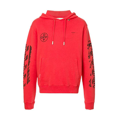 OFF-WHITE SS19 Spray Logo Red Hoodie OMBB034R190030152010