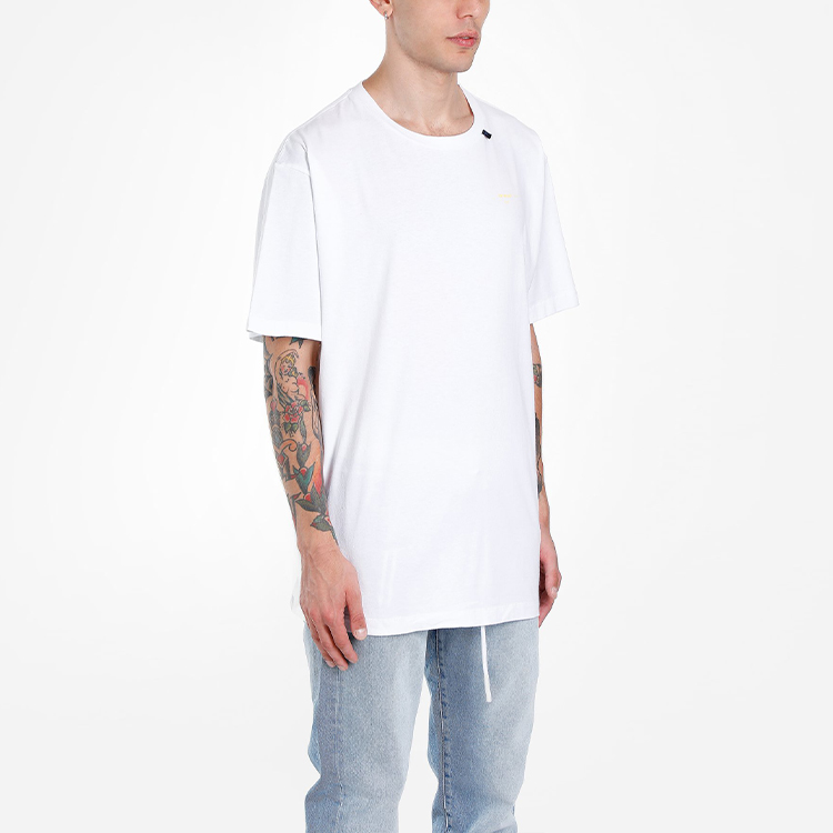 Details for OFF-WHITE SS19 Baju Putih dengan Reka Bentuk Anak Panah Emas Berus. OMAA038F191850100160