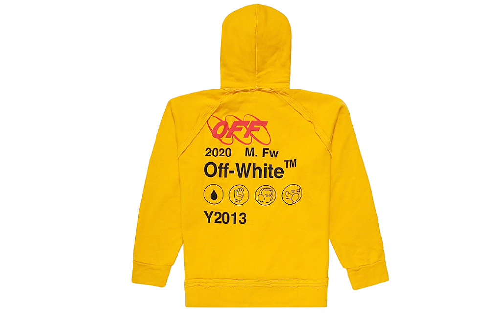Off-White SS19 Yellow Industrial Y013 Hoodie Pullover Sweatshirt OMBB057F19E300166010