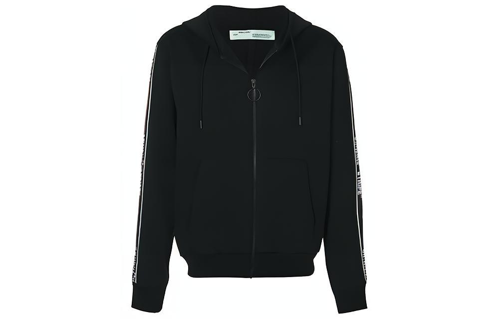 OFF-WHITE SS19 Zip-Stripe Casual Black Jacket OMBB033E18A200011000