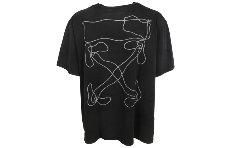OFF-WHITE SS20 Abstract Arrows Oversized Embroidered Black T-shirt OMAA038F191850111001