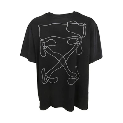 OFF-WHITE SS20 Abstract Arrows Oversized Embroidered Black T-shirt OMAA038F191850111001