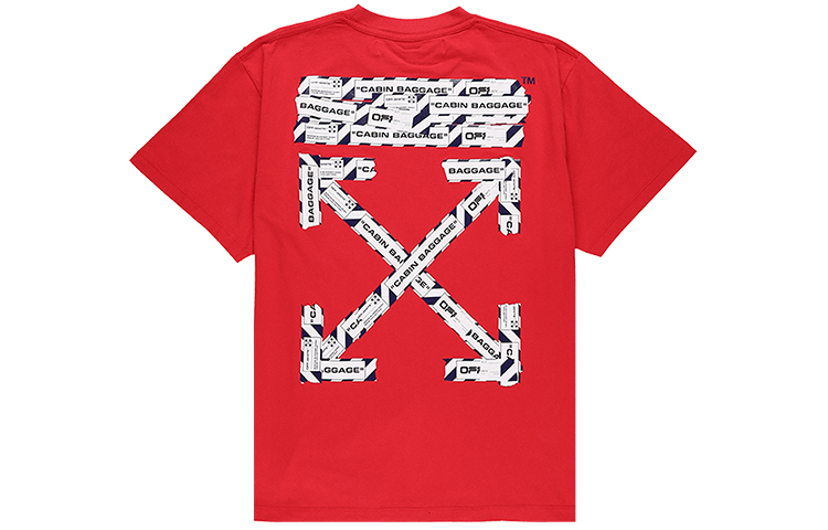 OFF-WHITE SS20 Airport Tape Arrows Print Red Oversized T-Shirt OMAA038S201850032088