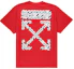 Order OFF-WHITE SS20 機場膠帶箭頭印花紅色寬鬆版T恤 OMAA038S201850032088