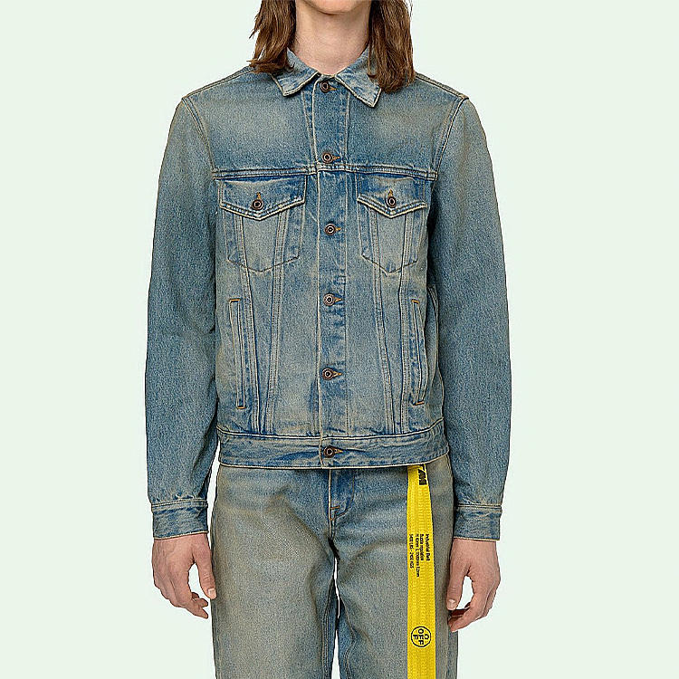 Shop OFF-WHITE SS20 Arrow Denim Jacket Denim Blue OMYE005S203860037388