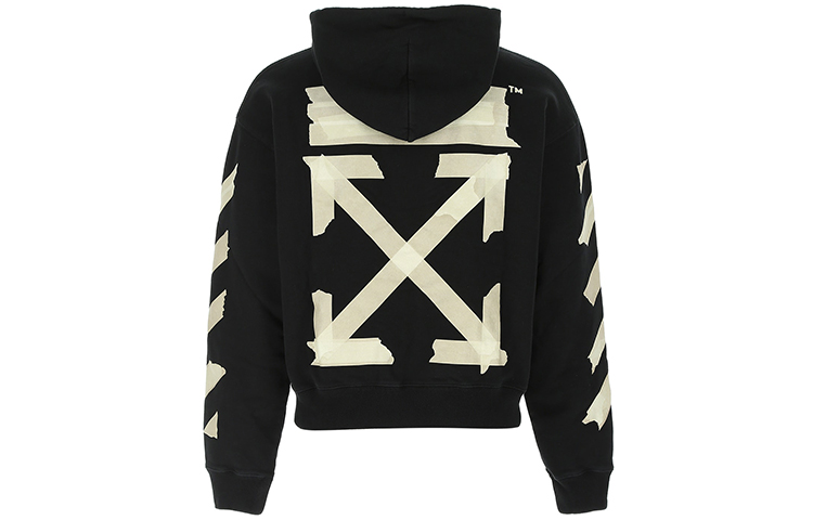 Order Hoodie Longgar OFF-WHITE SS20 Arrow Graphic Print Hitam OMBB037R20E300021048