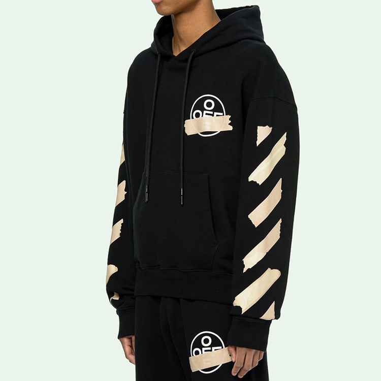 Details for Hoodie Longgar OFF-WHITE SS20 Arrow Graphic Print Hitam OMBB037R20E300021048