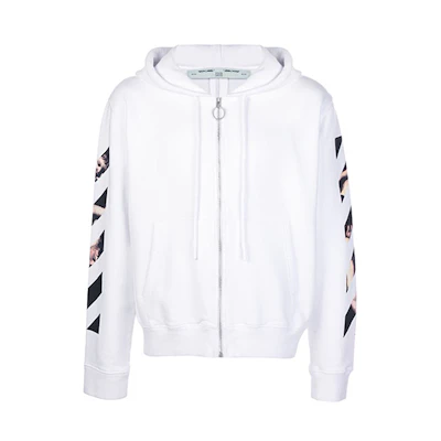 OFF-WHITE SS20 Arrow Hoodie White Long Sleeve Zip-Up OMBE001S20E300040188