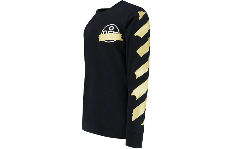 Shop OFF-WHITE SS20 条形码胶带黑色长袖T恤 OMAB001R201850021048