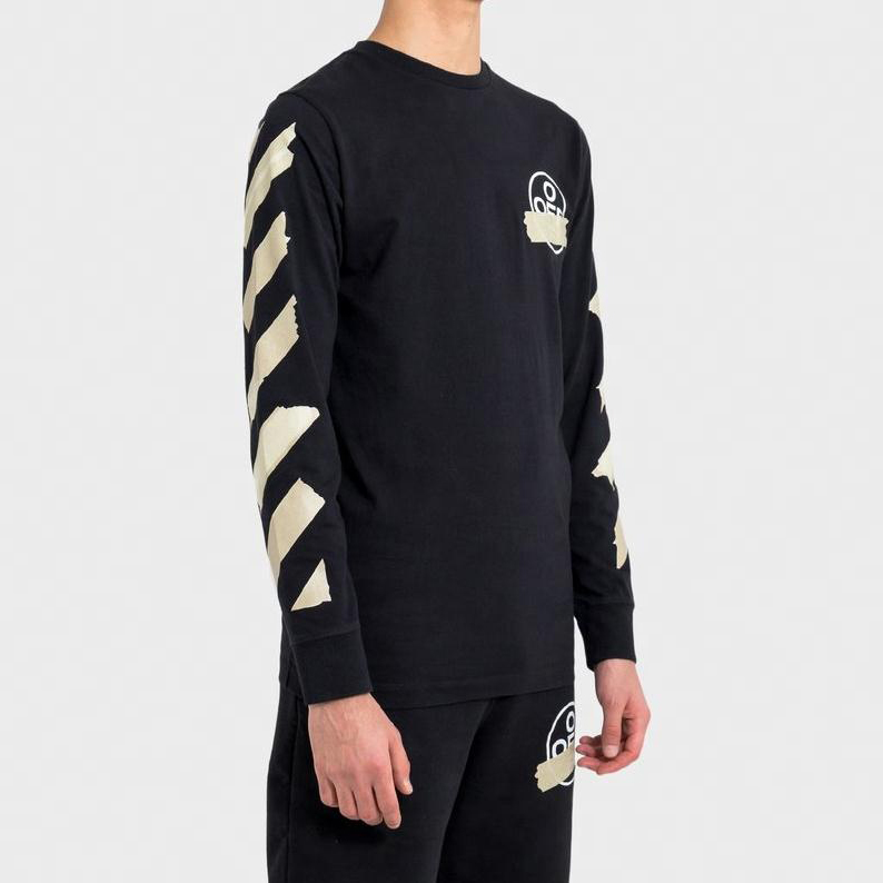 Details for OFF-WHITE SS20 条形码胶带黑色长袖T恤 OMAB001R201850021048