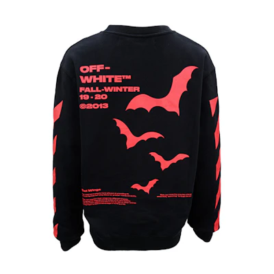 Off-White SS20 Bat Print Crewneck Pullover Sweatshirt Black OMBA025E19D250071020