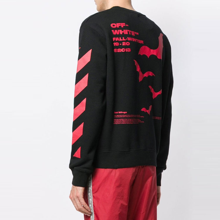 Details for 오프화이트 SS20 박쥐 프린트 크루넥 풀오버 스웻셔츠 블랙 OMBA025E19D250071020