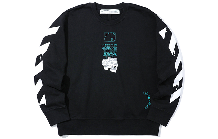 Order 오프화이트 SS20 블랙 크루넥 스웻셔츠 워터드롭 화살 프린트 OMBA037R20E300051001