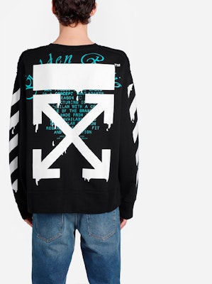 오프화이트 SS20 블랙 크루넥 스웻셔츠 워터드롭 화살 프린트 OMBA037R20E300051001 Shop 오프화이트 SS20 블랙 크루넥 스웻셔츠 워터드롭 화살 프린트 OMBA037R20E300051001