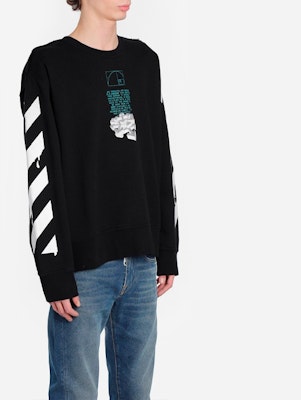 오프화이트 SS20 블랙 크루넥 스웻셔츠 워터드롭 화살 프린트 OMBA037R20E300051001 Purchase 오프화이트 SS20 블랙 크루넥 스웻셔츠 워터드롭 화살 프린트 OMBA037R20E300051001