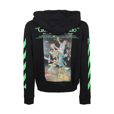 OFF-WHITE SS20 Black Graphic Skull Zipped Hoodie OMBE001R20E300141088