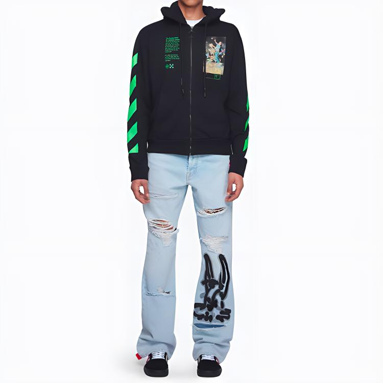 OFF-WHITE SS20 Black Graphic Skull Zipped Hoodie OMBE001R20E300141088 圖 5