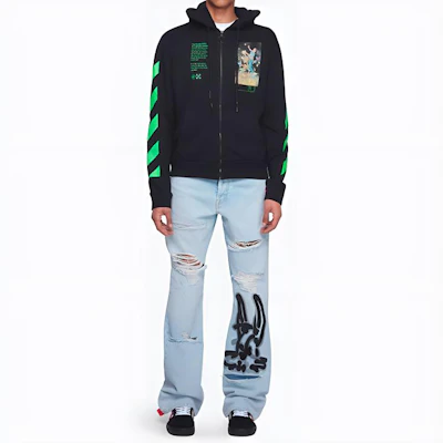 OFF-WHITE SS20 黑色骷髏印花拉鍊連帽衫 OMBE001R20E300141088 Purchase OFF-WHITE SS20 黑色骷髏印花拉鍊連帽衫 OMBE001R20E300141088